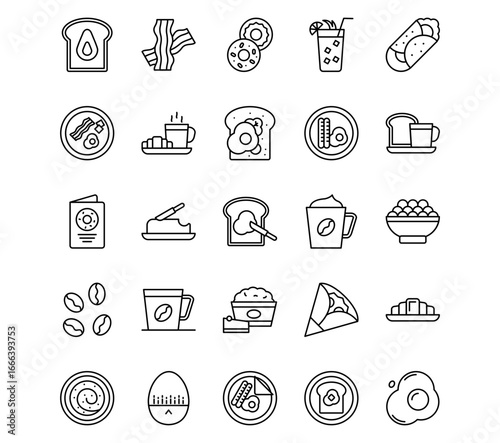 Brunch Line Vector Icons