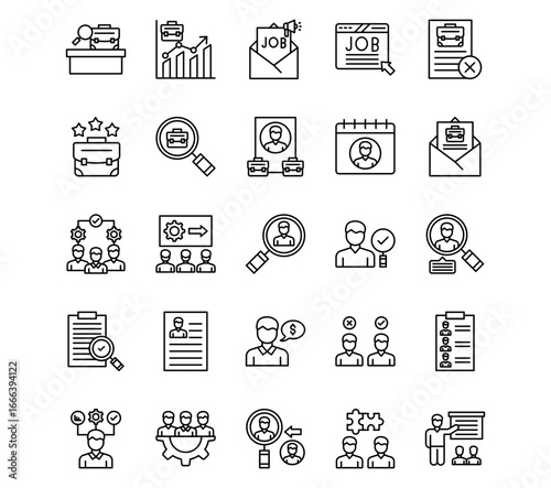 Hiring Process Line Vector Icons