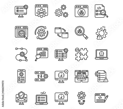 Software Testing Line Vector Icons