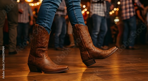 Western Cowboy Boots with Denim in Dance Floor Country Lifestyle Fashion Photography