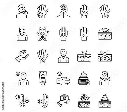 Skin Burns Line Vector Icons