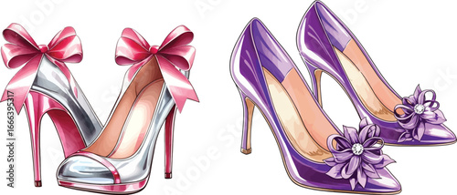 Elegant Silver and Purple Women's Shoes