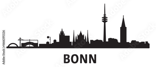 Bonn Skyline City Vector Silhouette. Vector black silhouette. with white background
