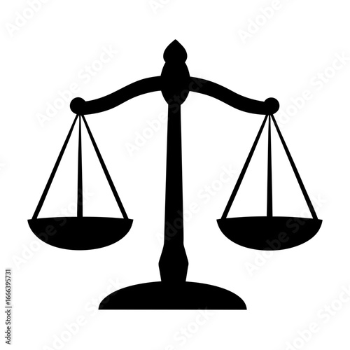 Black and White Illustration of a Balance Scale Symbolizing Justice and Law