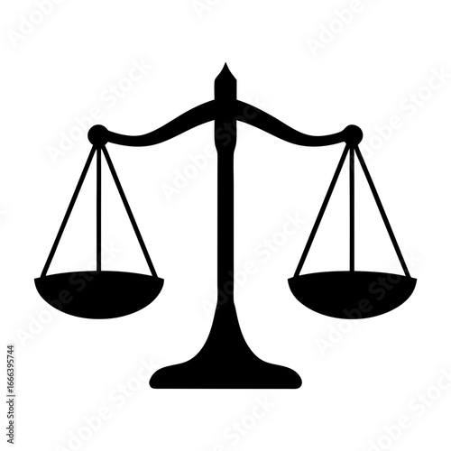 Elegant black and white silhouette illustration of the scales of justice symbol