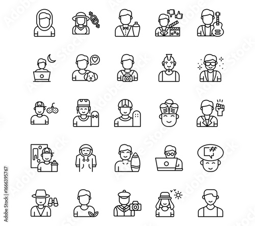 Urban Tribes Line Vector Icons