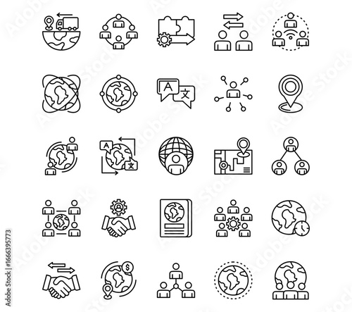 International Relations Line Vector Icons