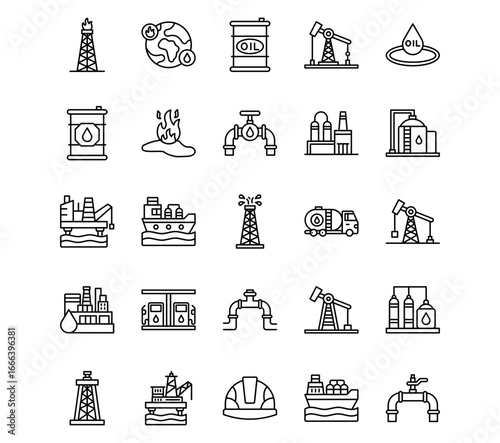 Oil And Gas Line Vector Icons