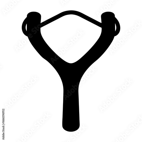 Black silhouette of a slingshot on a white background for illustrations
