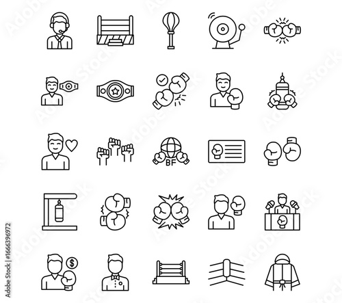 Boxing Line Vector Icons