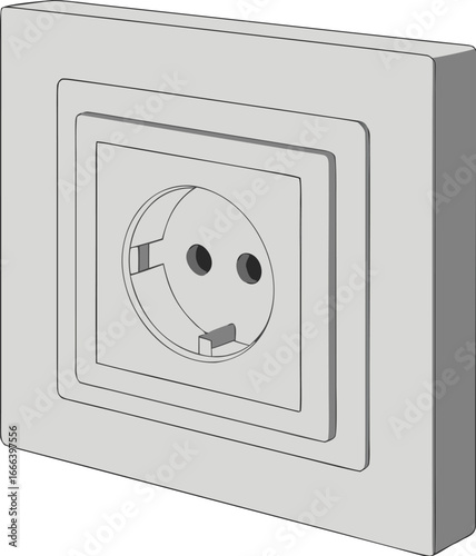 European Electrical Wall Socket Close-Up