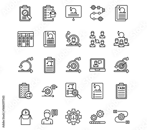 Scrum Development Line Vector Icons
