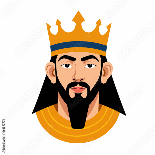 Illustration of a Regal Monarch with Crown Depicting Historical Royalty and Noble Heritage in Rich Colors Symbolizing Leadership and Authority