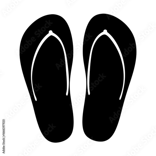 Black and white illustration of flip flops footwear suitable for summer