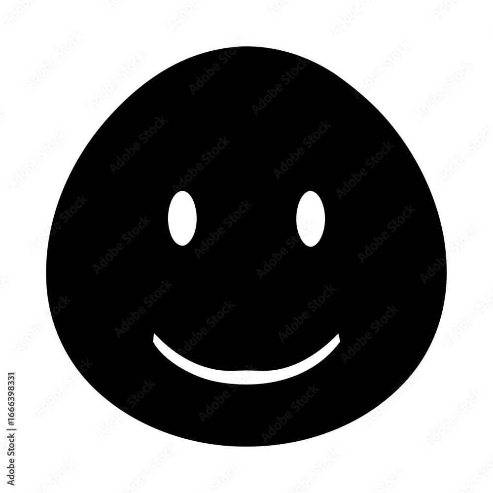 Fototapeta premium A cheerful and simple black smiley face against a white background