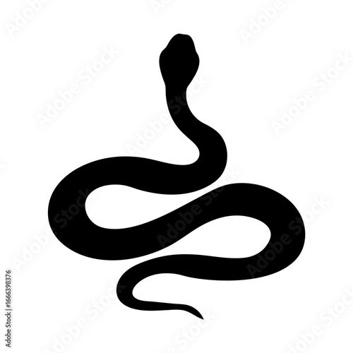 Simple black silhouette of a snake in a coiled and raised position