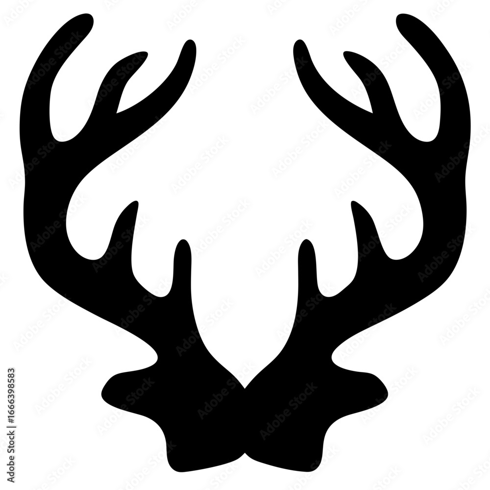Obraz premium Stylized black silhouette of deer antlers, abstract and minimalist design element