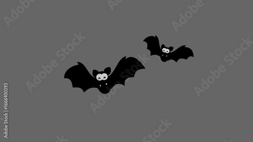 Bat flying on the spot with gray and green background - animation