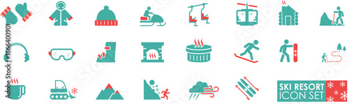 Ski Resort Icon Set – Winter Sports and Holiday Symbols