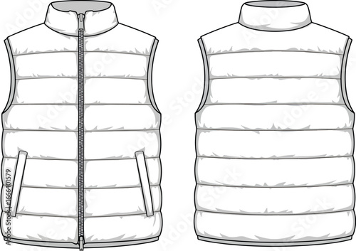 padded vest sketch Front and back view