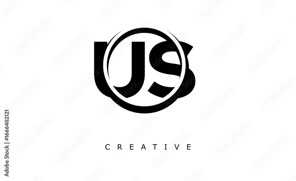 Obraz premium US Letter Logo - Circular Monogram Emblem with Bold Minimal Design for Modern Branding