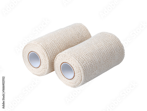 Compression wrap bandage for medical use on a white surface
