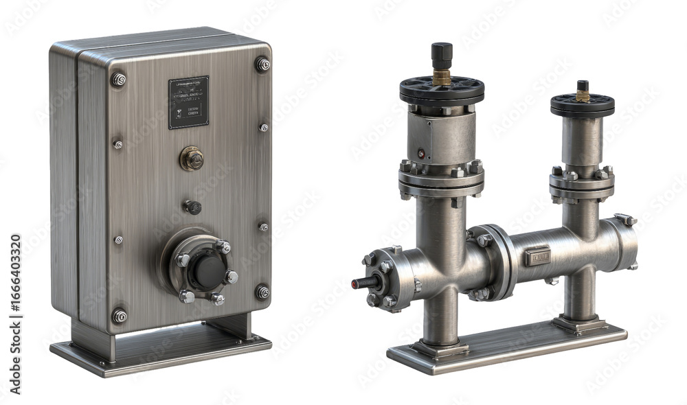 Fototapeta premium Isolated Industrial Control Box and Sensor on Transparent Background