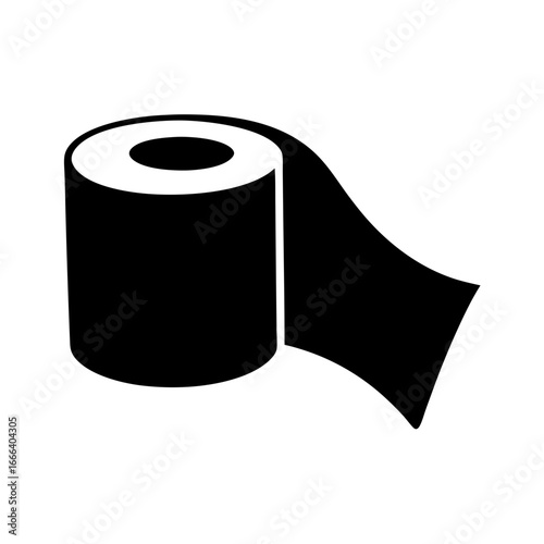 A simple black and white image of a roll of toilet paper