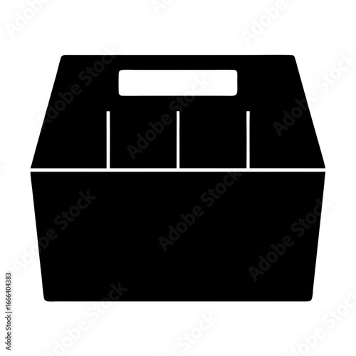 Isolated black silhouette of a carrier caddy or tool box organizer on white