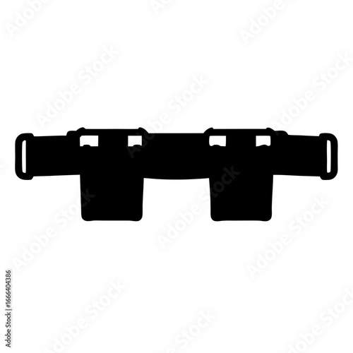 Silhouette of a tactical vest or similar equipment, possibly for combat