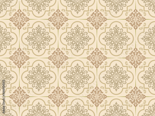 Seamless Damask Pattern with a Modern Twist. This fabric pattern exudes classic elegance and modern simplicity, providing warmth and luxury. It's perfect for home decor, wallpaper, curtains, and rugs.