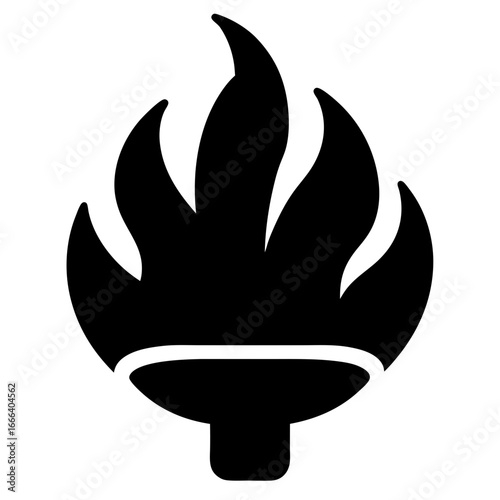 Stylized black torch icon with abstract flames representing passion and energy