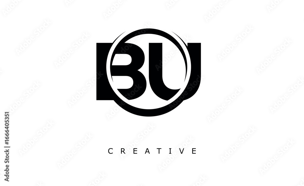 Fototapeta premium BU Letter Logo - Circular Monogram Emblem with Bold Minimal Design for Modern Branding