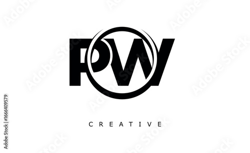 PW Letter Logo - Circular Monogram Emblem with Bold Minimal Design for Modern Branding