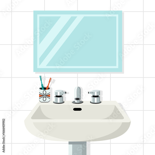 Bathroom vector illustration, interior design on transparent background