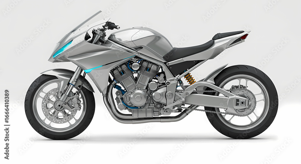 Fototapeta premium Silver Motorcycle: Sport Touring Bike Design