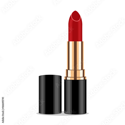 Realistic red lipstick vector illustration. Cosmetics and beauty object design
