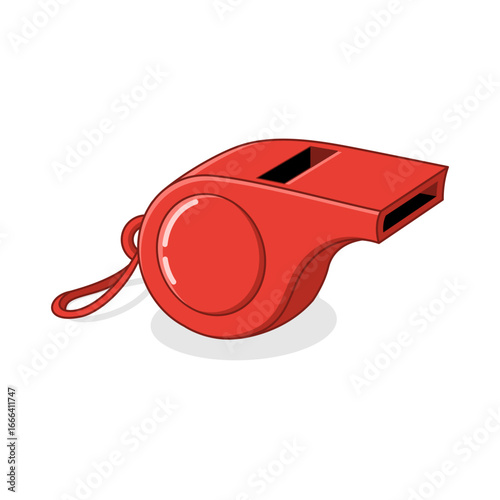  Red whistle vector illustration in side view.