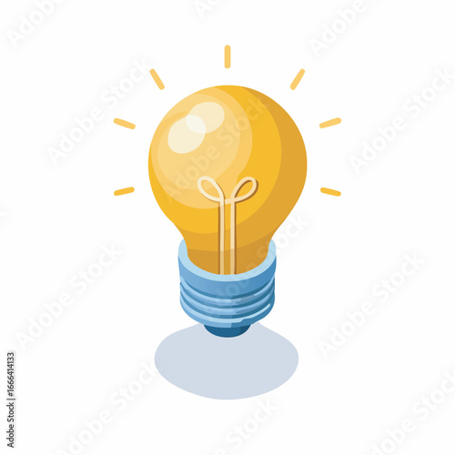 Glowing lightbulb illuminates white space symbolizing bright idea and creative solution with optimistic and innovative theme.
