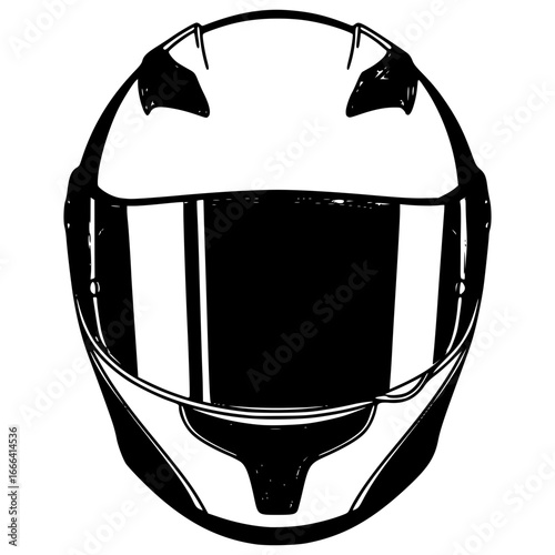 Motorcycle Helmet Vector: A bold and clean graphic illustration of a motorcycle helmet, highlighting its protective design and sleek silhouette.