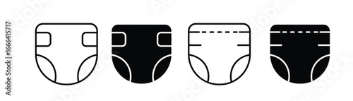 Baby diaper icon set vector illustration isolated on white background 