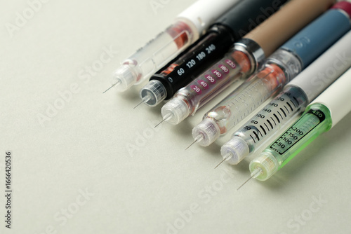 Various injection pens for semaglutide and GLP-1 drugs, insulin and medical therapy