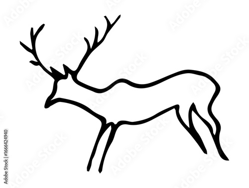 Primitive rock painting. Vector drawing