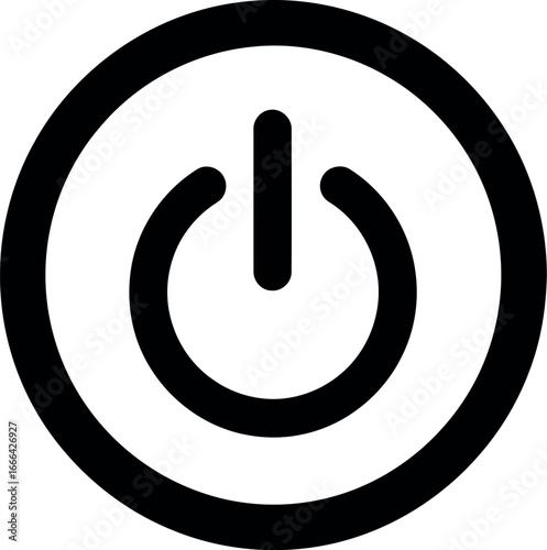 Universal power symbol icon graphic on button for electronic devices and technology equipment vector