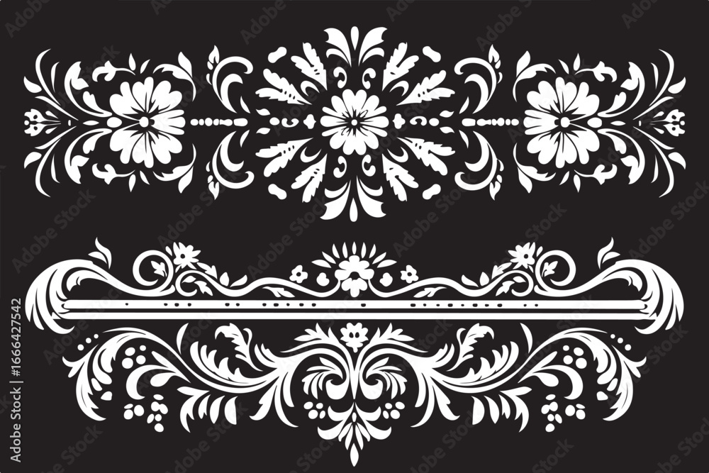 Naklejka premium Laser Cut Floral Damask Border Bundle