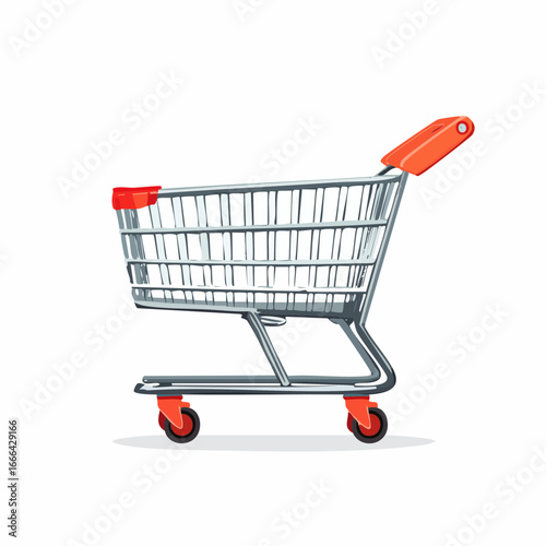 Ikona koszyka zakupowego w stylu wektorowym, symbol e-commerce, handlu online i zakupów.