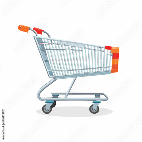 Ikona koszyka zakupowego w stylu wektorowym, symbol e-commerce, handlu online i zakupów.