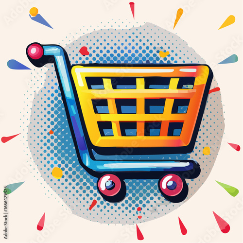 Ikona koszyka zakupowego w stylu wektorowym, symbol e-commerce, handlu online i zakupów.