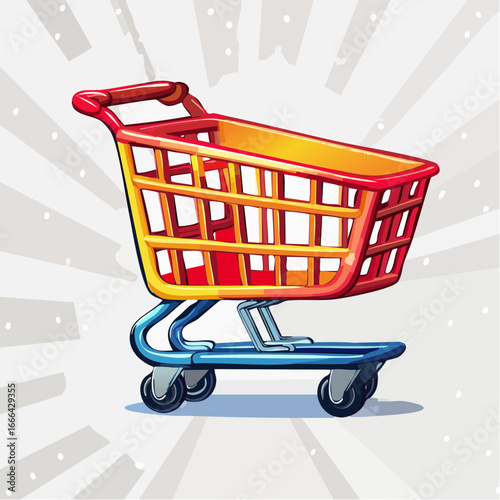 Ikona koszyka zakupowego w stylu wektorowym, symbol e-commerce, handlu online i zakupów.