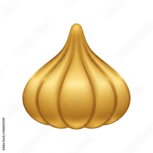 Golden modak sweet prasad front view isolated on white background for Ganesh Chaturthi festival offering